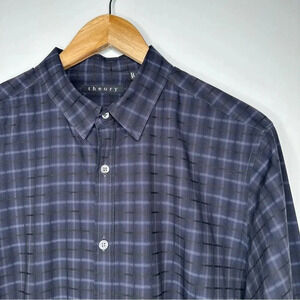 Theory Zach PS Azure Cotton Button Down Shirt Size Large